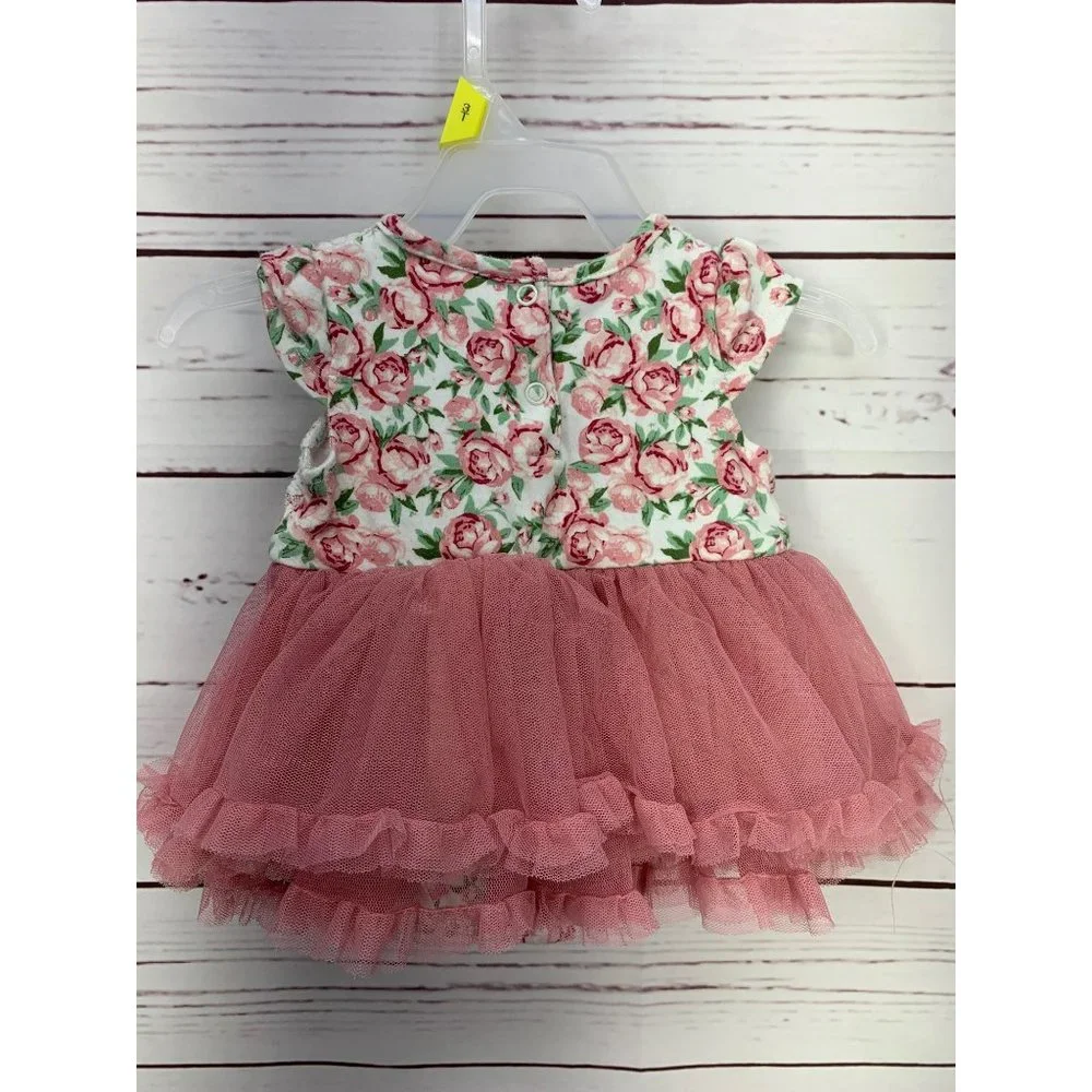 Nicole Miller Pink Floral Tulle Skirted Onesie Size 3/6 Months‎